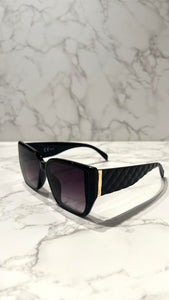 Eckige Sonnenbrille mit UV-Schutz Schwarz